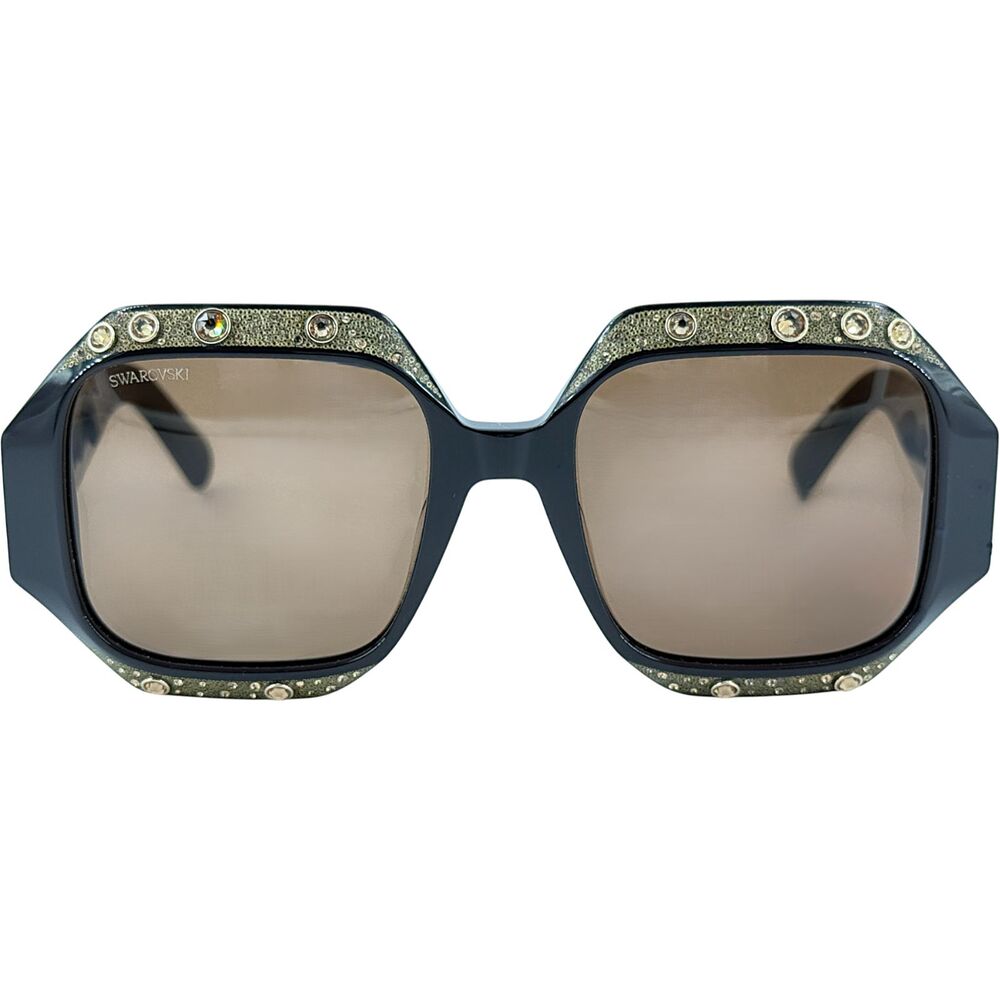 Swarovski SK0382 Womens Plastic Sunglass 48E Shiny Dark Brown 53-19 w Crystals - Picture 3 of 5